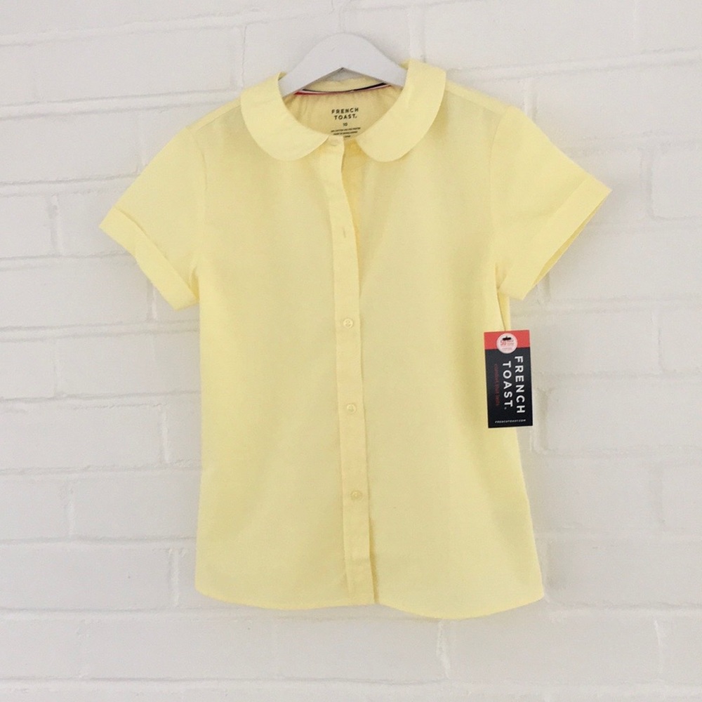 girls short sleeve yellow uniform blouse ~ new with tags ~ size 10